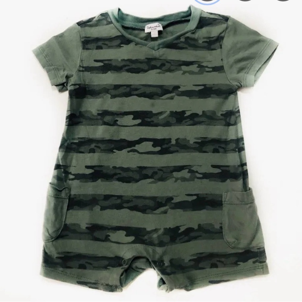 Splendid Green Camouflage Baby Romper (0-3M)